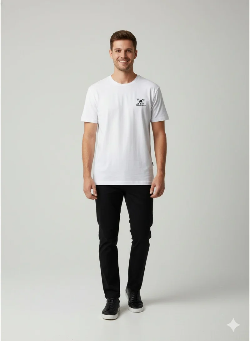 لعب البولو تيشيرت رجالي مطبوع أبيض